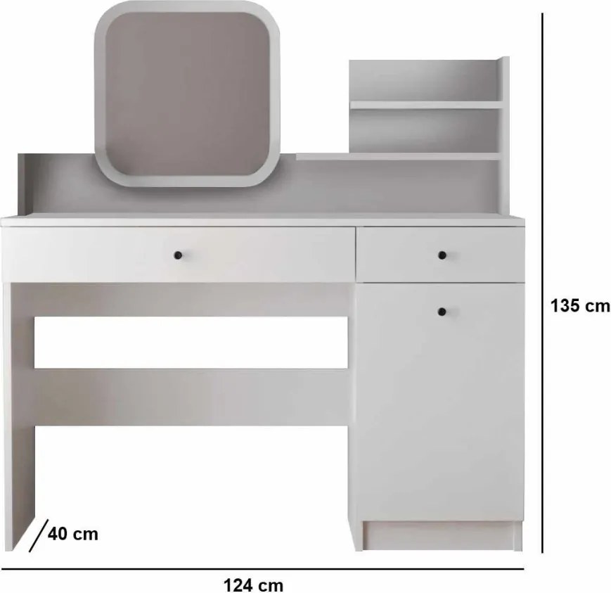 Harmony fésülködőasztal, fehér, 124 cm – TR260ETH1601
