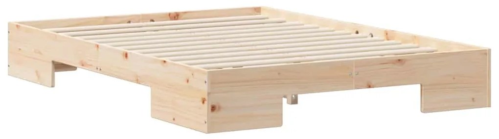 vidaXL Földi ágykeret tárolóval Barna 140 x 190 cm Tömör fenyőfa