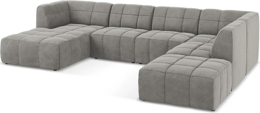 Szürke bársony sarokkanapé (U alakú) Aloha – Makamii