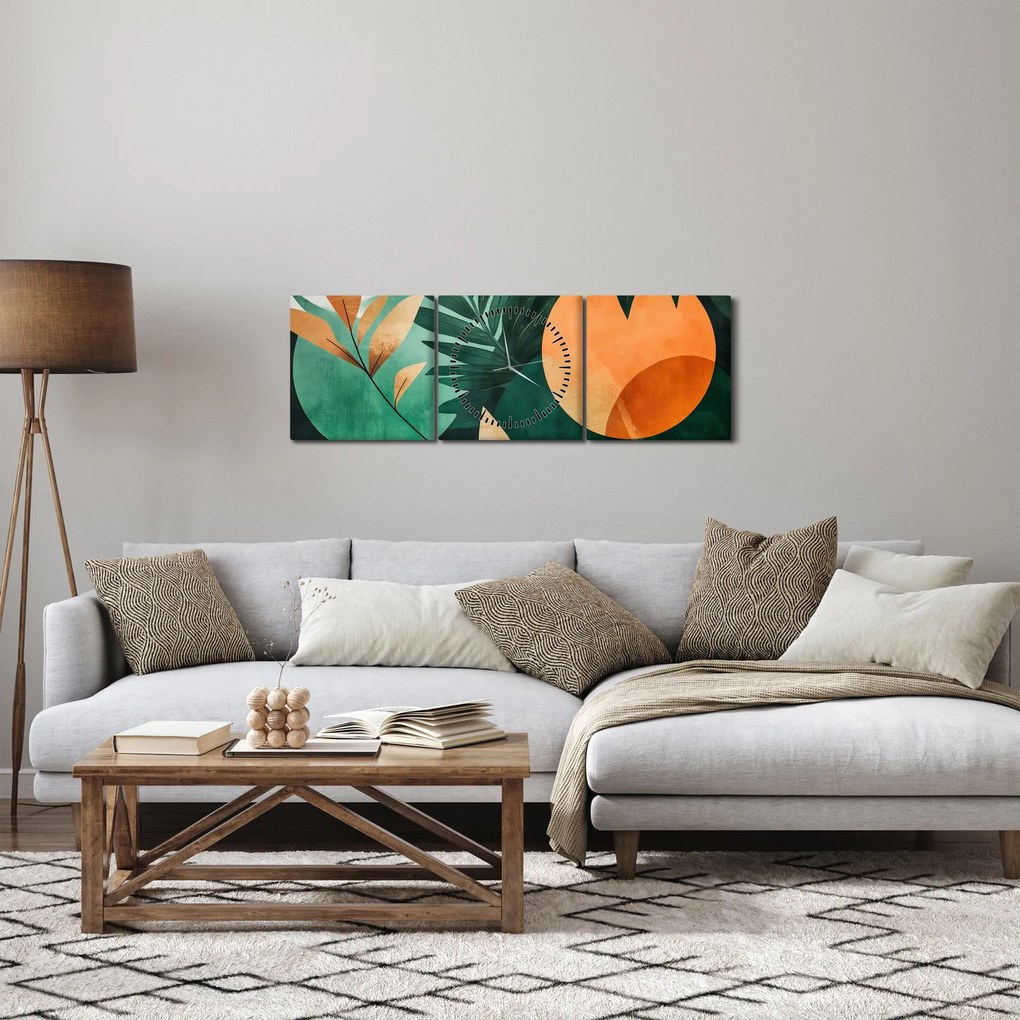 Kép - Geometrikus természeti minták (órával) (90x30 cm)