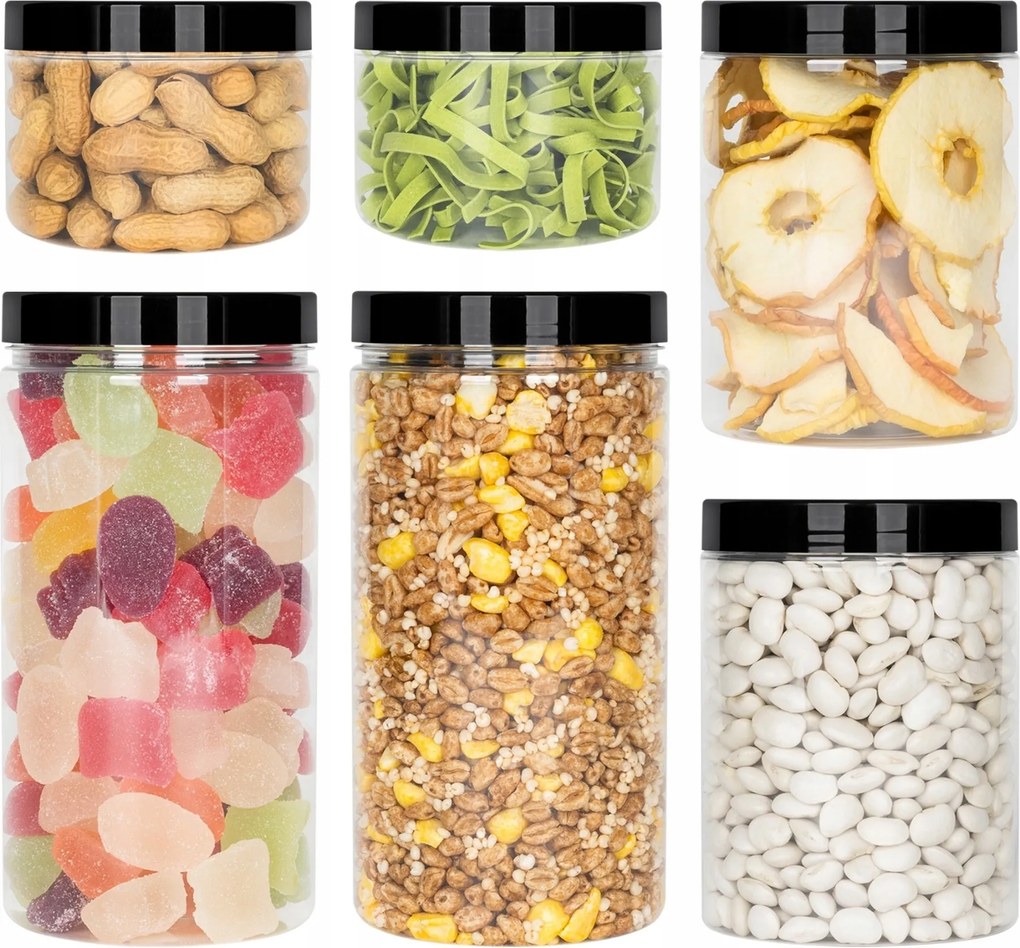 6x Befőttesüveg Élelmiszer Tartály Ömlesztett Termékek 0,5L 1L 1,5L kamaju Termék