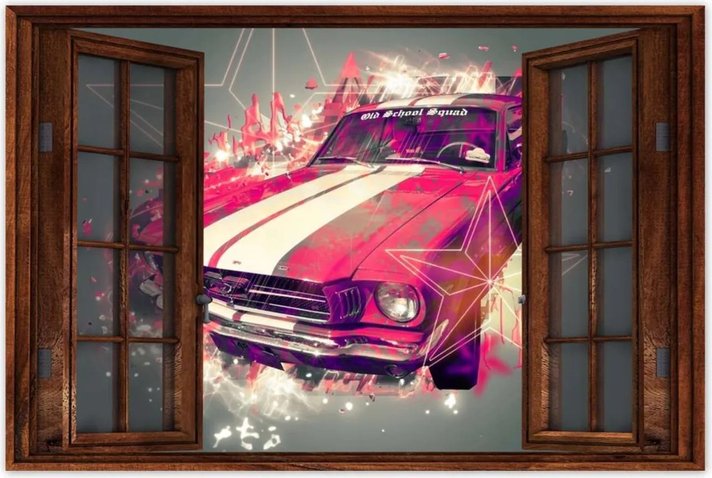 Poszter 90x60 Rózsaszín Ford Mustang