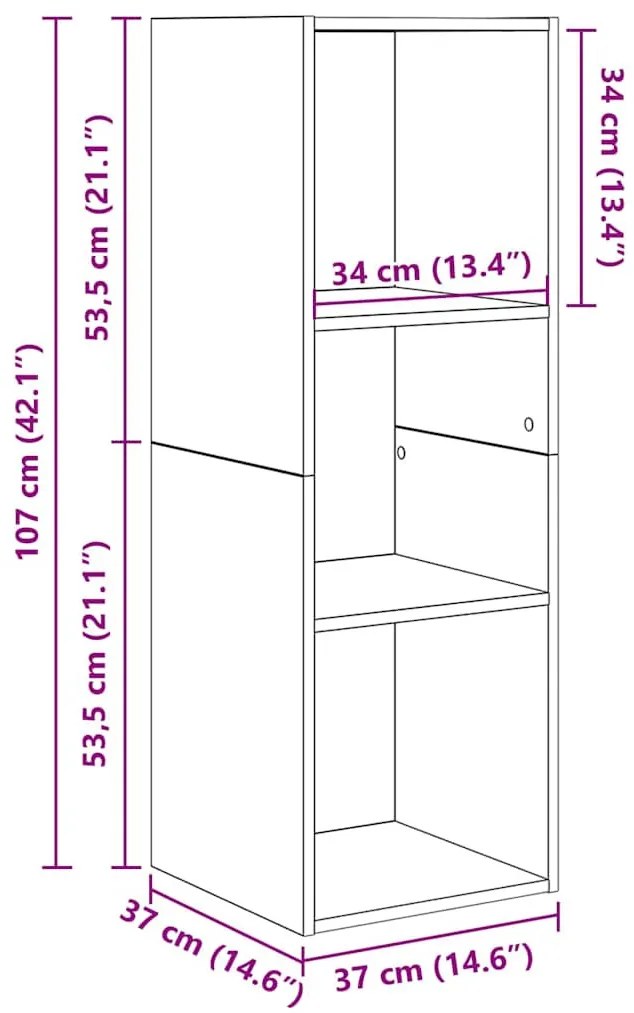 Fali TV szekrények 2 pcs Musta tammi 37 x 37 x 107 cm Faanyag