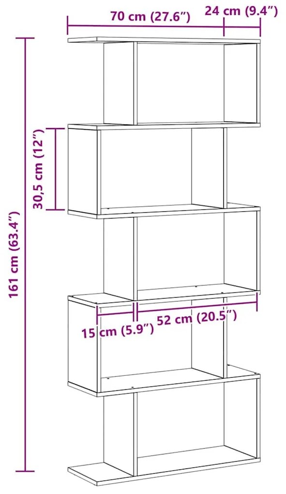 Könyvespolc Barna 70 x 24 x 161 cm Faanyag