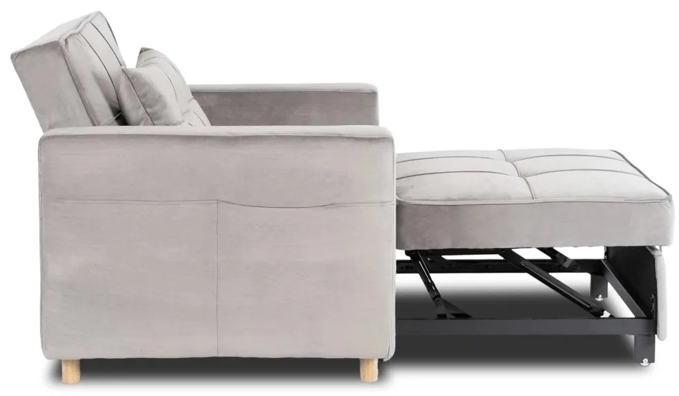 Ágyazható Fotel Szürke Bársony Kárpittal. SOLOR