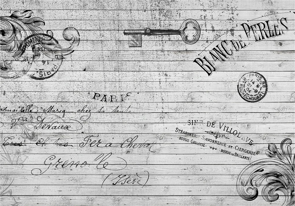 Fotótapéta flizelina Deszka kalligráfiával és díszítéssel Vintage 368x280 +ragasztó