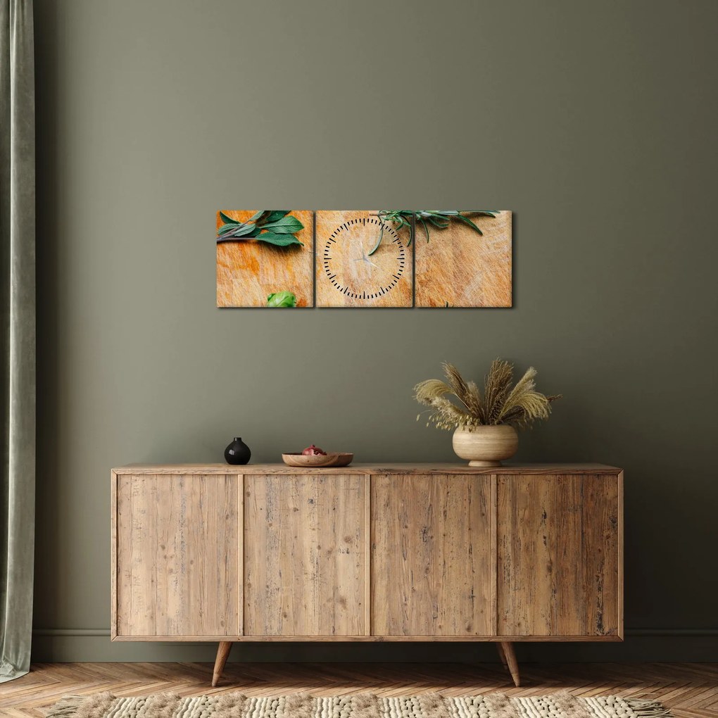 Kép - Gyógynövények (órával) (90x30 cm)
