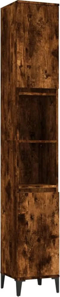 vidaXL füstös tölgy színű szerelt fa fürdőszobaszekrény 30x30x190 cm