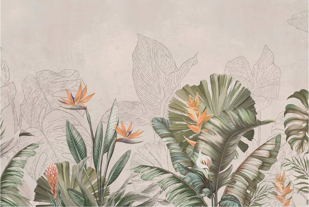 Fotótapéta Flizelin az Otthon Szobájába 3D Trópusi virágok 104x70 Ragasztó