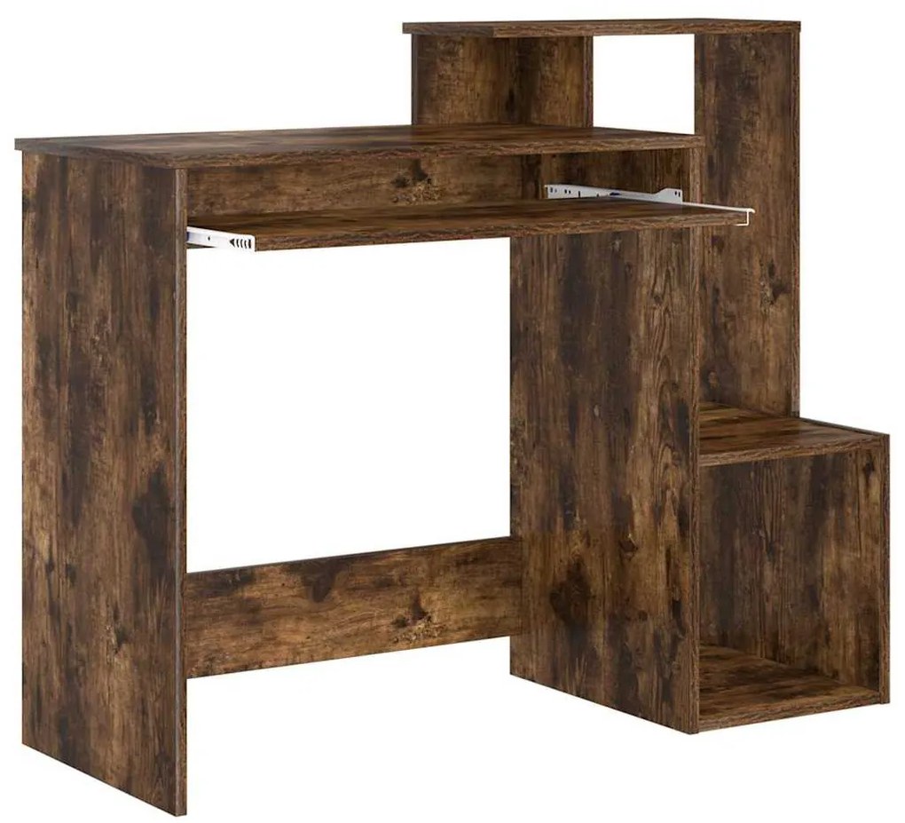 Asztal polcokkal Füstölt tölgy 106 x 40 x 88,5 cm Faanyag