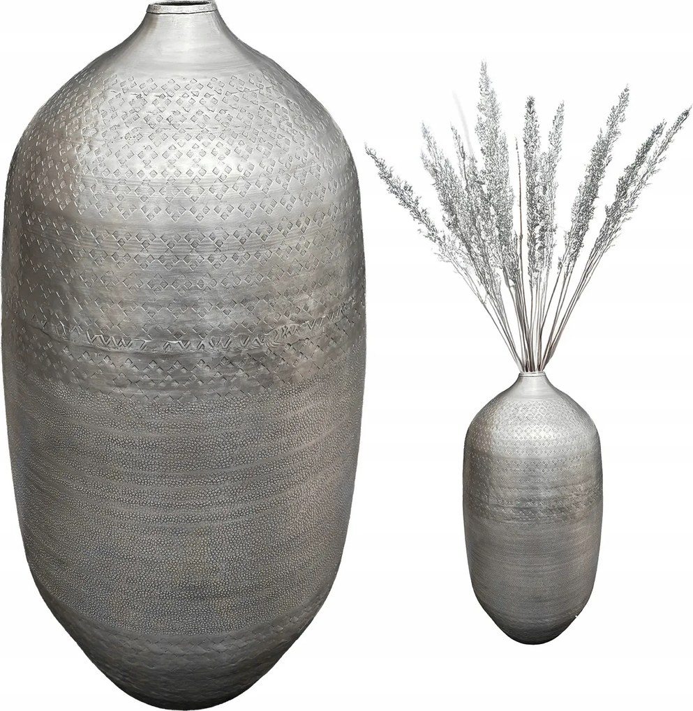 Magas Padlóváza 48cm Ezüst Fém loft dekoráció otthon nappaliba