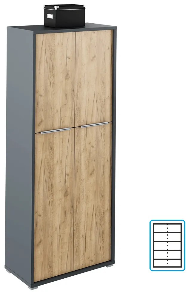Polcosszekrény Hamila NEW TYP 07 (grafit + artrisan tölgy). 1028761