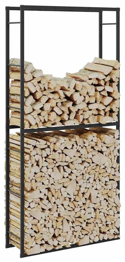 tűzifa állvány Fekete 100x30x209 cm Acél