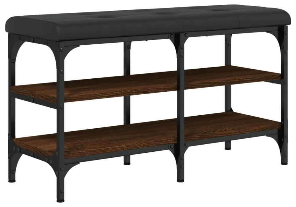 barna tölgy színű szerelt fa cipőtároló pad 82 x 32 x 47 cm
