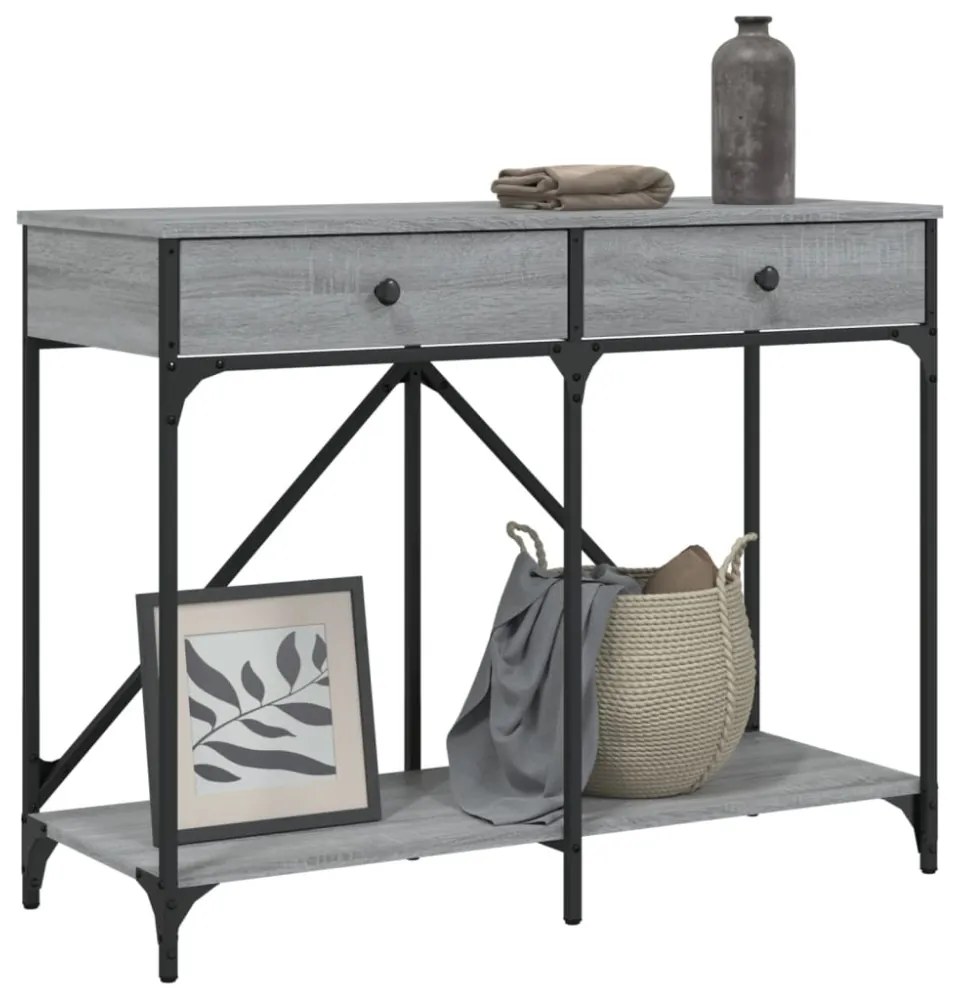 szürke sonoma színű szerelt fa tálalóasztal 100 x 39 x 78,5 cm