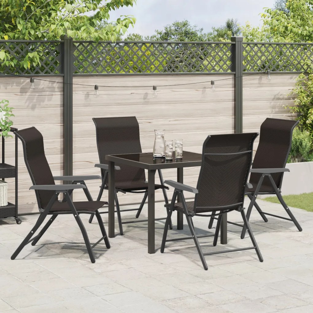 5 darabos kerti étkező szett Fekete Poly Rattan