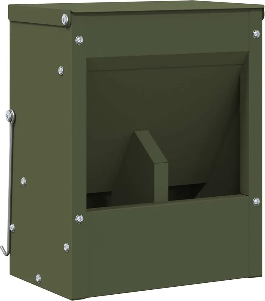 vidaXL Nyúl Etető Olajzöld 20 x 12,5 x 25 cm Hidegen Hengerelt Acél