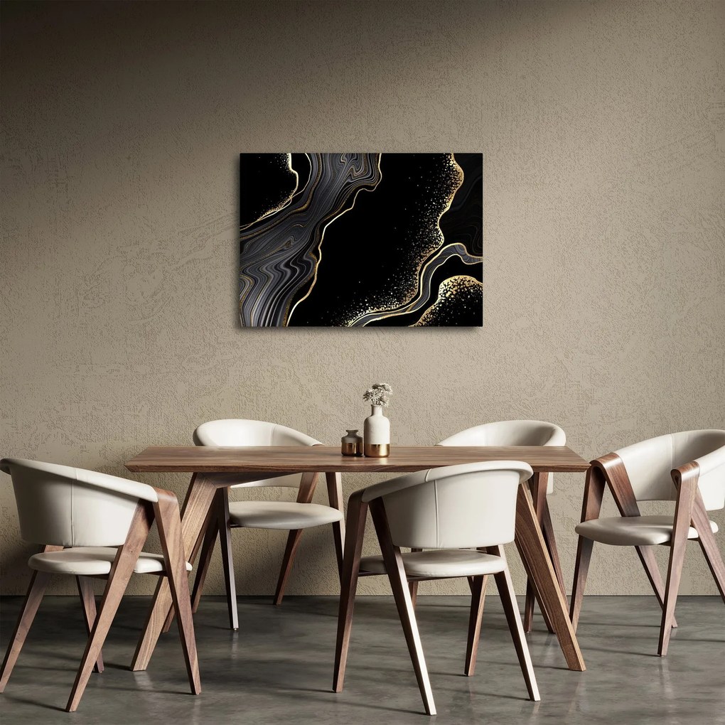 Kép - Fekete és arany márvány (70x50 cm)