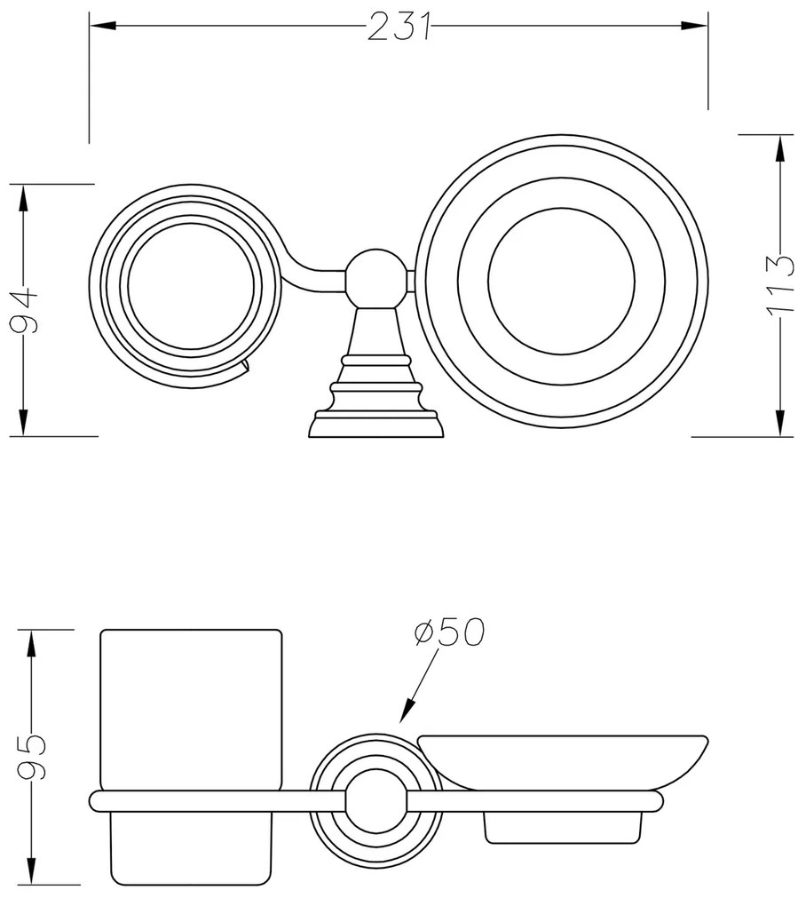 SAPHO 1318-04 Diamond szappantartó, fogkefetartó, bronz