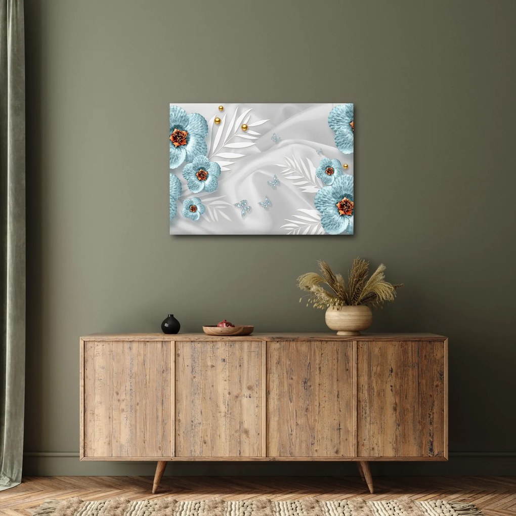 Kép - 3D kék virágok (70x50 cm)