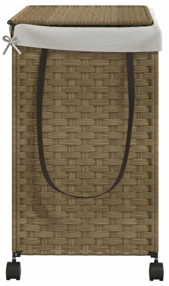 polyrattan szennyeskosár kerekekkel 60x35x60,5 cm
