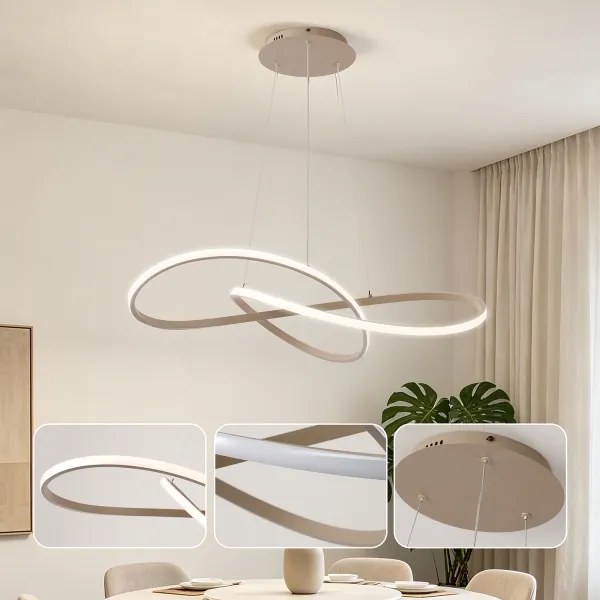 Brilagi - LED, dimmelhető kábelen függesztett csillár INFINITY LED/80W/230V 80x80 cm bézs + távirányító