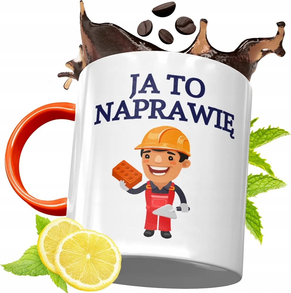 Narancssárga Bögre Építő Szakember Barkácsolóknak, fényképes nyomtatással