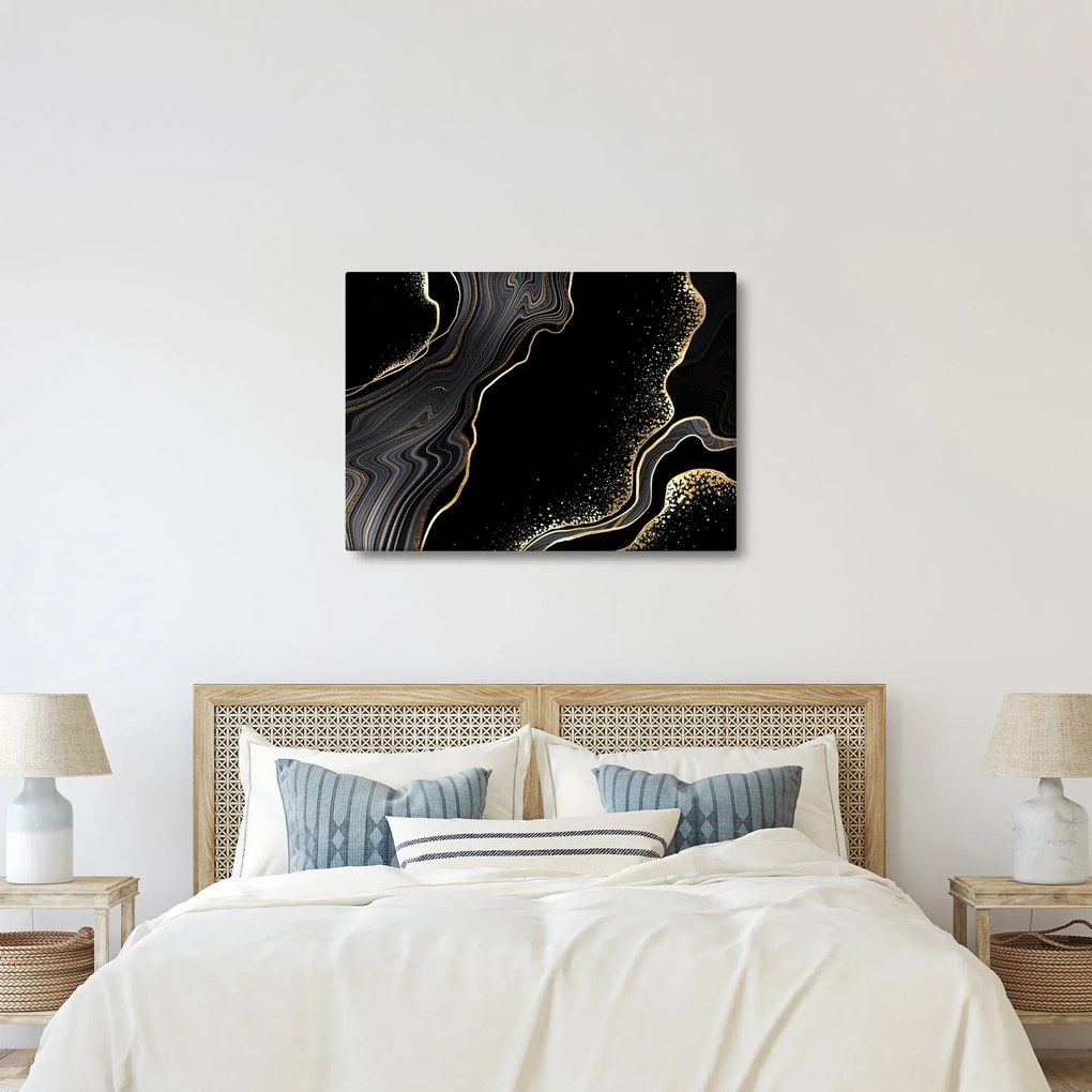 Kép - Fekete és arany márvány (70x50 cm)