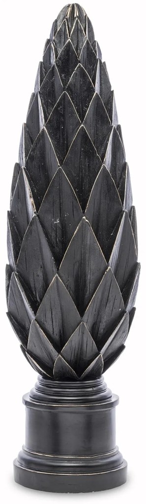 Antique design fekete ovális toboz asztali dekorációs szobor 60,5x15x15cm