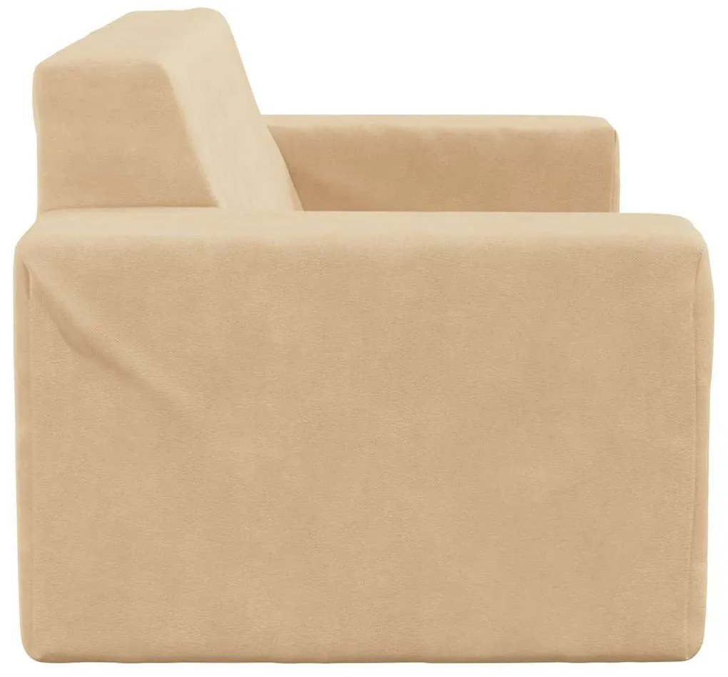 kétszemélyes krémszínű puha plüss gyerekkanapé