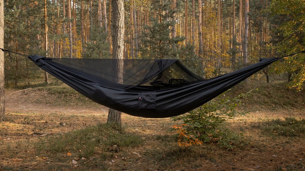 Szitakötő függőágy V2 szúnyoghálóval Long 350 cm Pocket Black TigerWood Poland