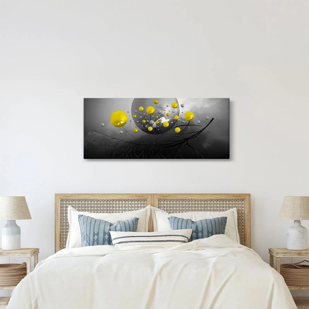 Kép- sárga absztrakt gömbök (120x50 cm)