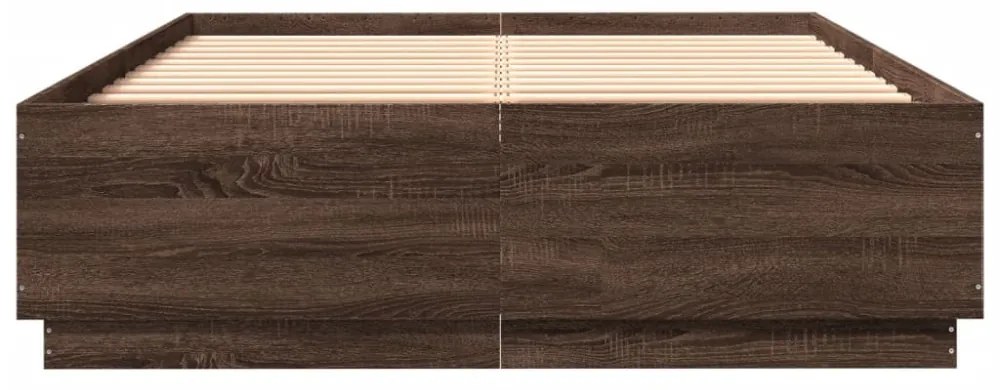 barna tölgyszínű szerelt fa ágykeret 120 x 200 cm