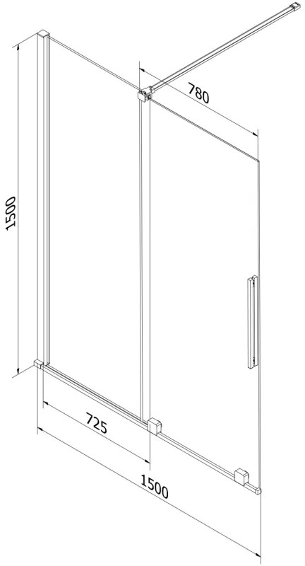 Mexen Velar, 2 szárnyas eltolható kádparaván 150 x 150 cm, 8mm átlátszó üveg, arany matt profil, 896-150-000-01-55