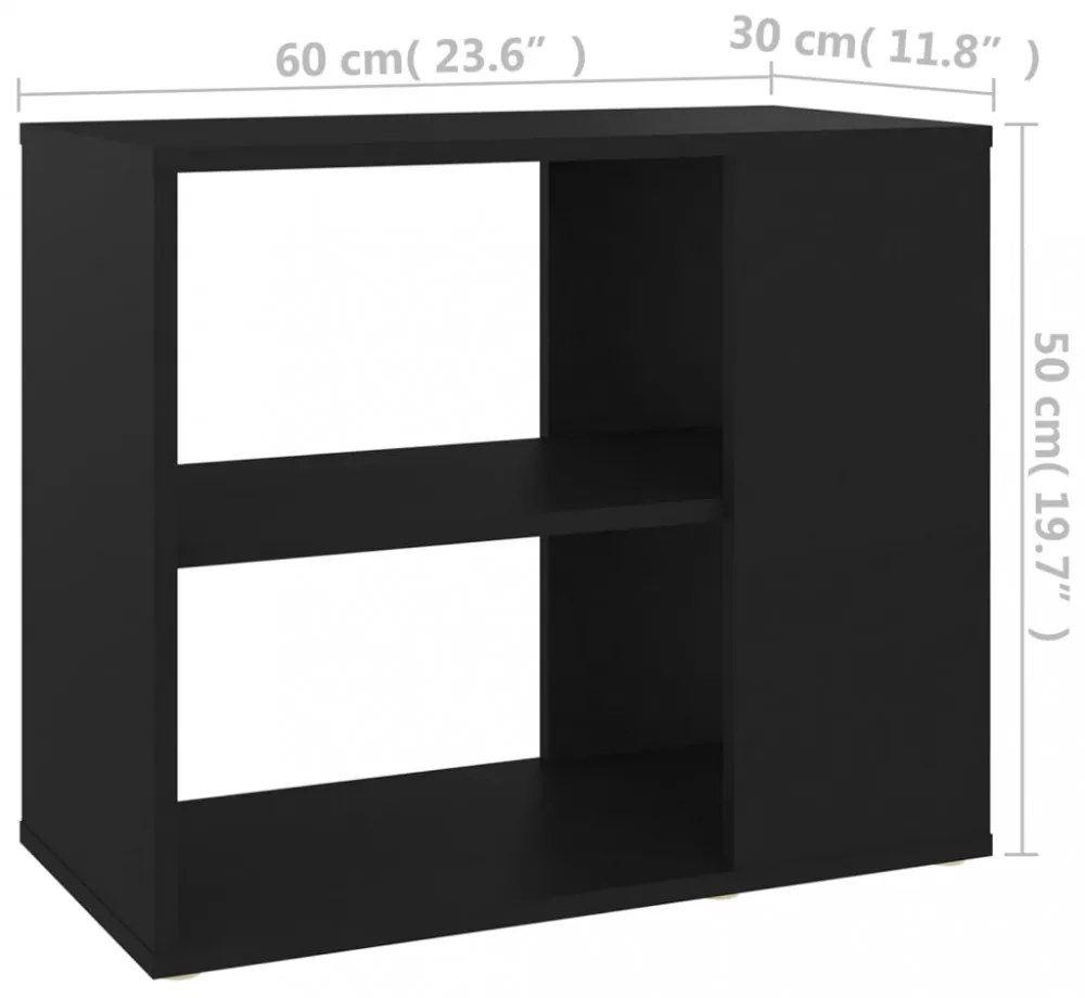 fekete szerelt fa kisszekrény 60 x 30 x 50 cm