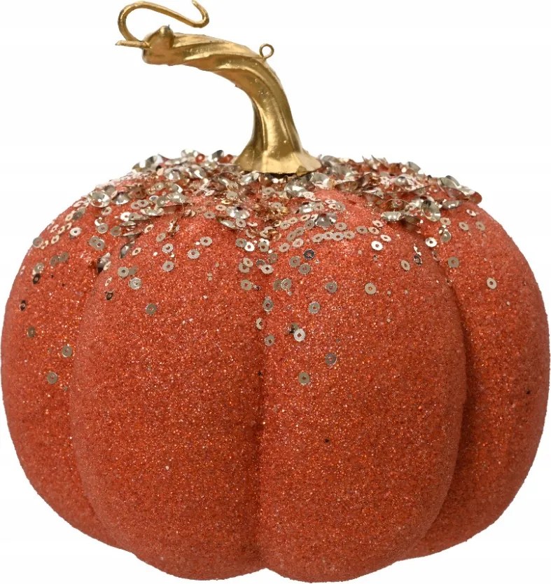 Sütőtök medál narancssárga flitterekkel Csillámos dekoratív 12cm