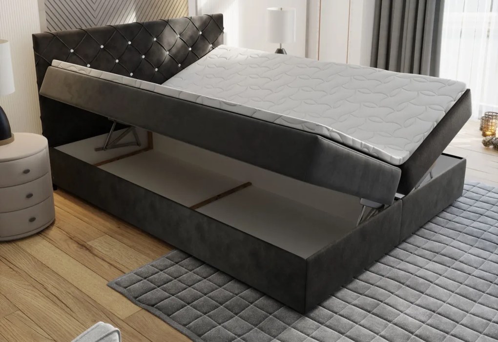 IRANA kárpitozott boxspring ágy, 140x200,  magic velvet 2221