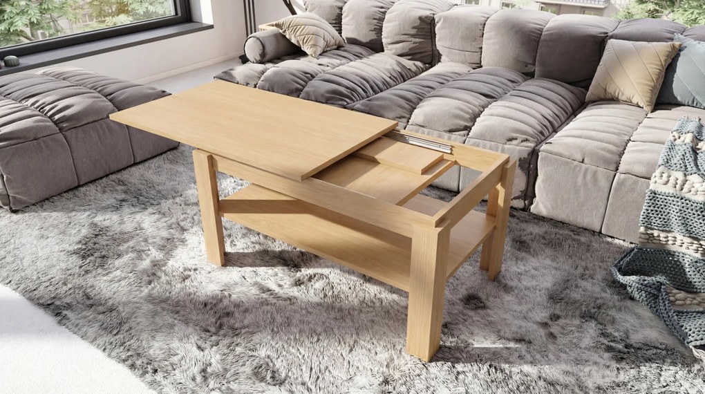 Mazzoni ASTI-R Oasis Tölgy - MODERN DOHÁNYZÓASZTAL BŐVÍTHETŐ ASZTALLAPPAL