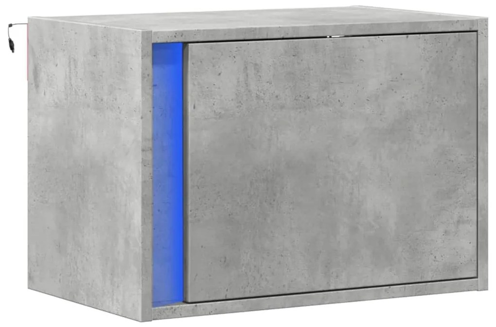 Betonszürke falra szerelhető éjjeliszekrény LED-világítással