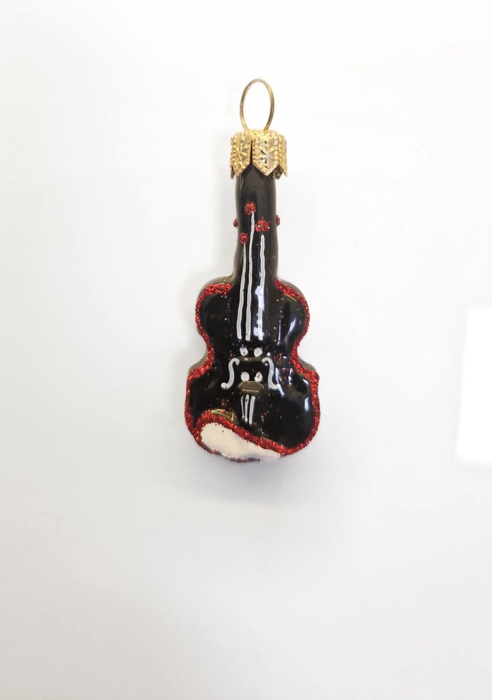 Karácsonyfa gömb üveg gitár forma 1 db