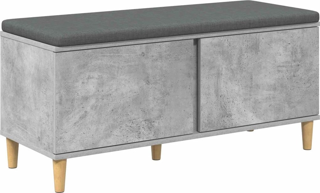 vidaXL Előtér pad Beton Szürke 100 x 38 x 46 cm Műanyag Fa és Szövet