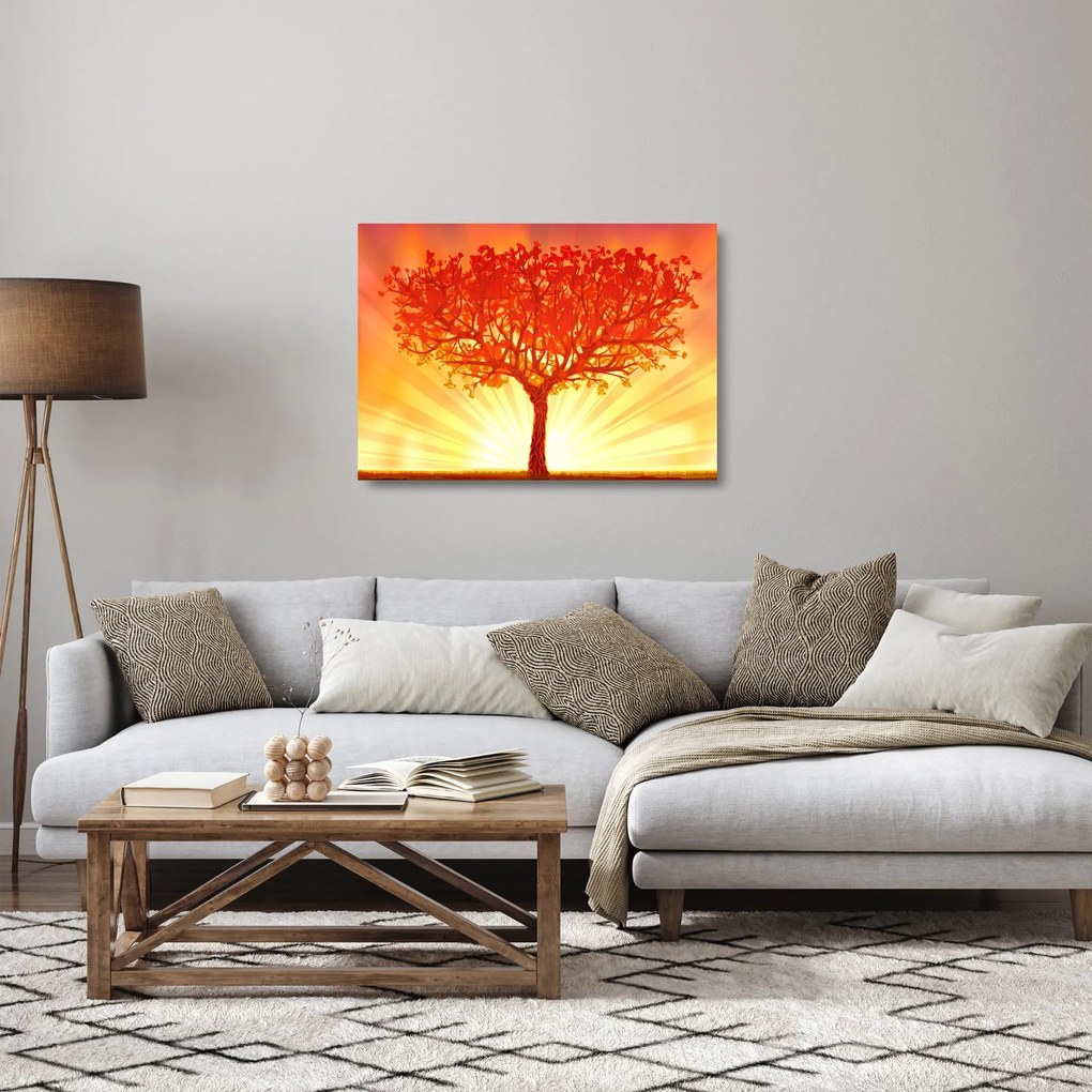Kép - Fa a nap ragyogásában (üvegen) (70x50 cm)