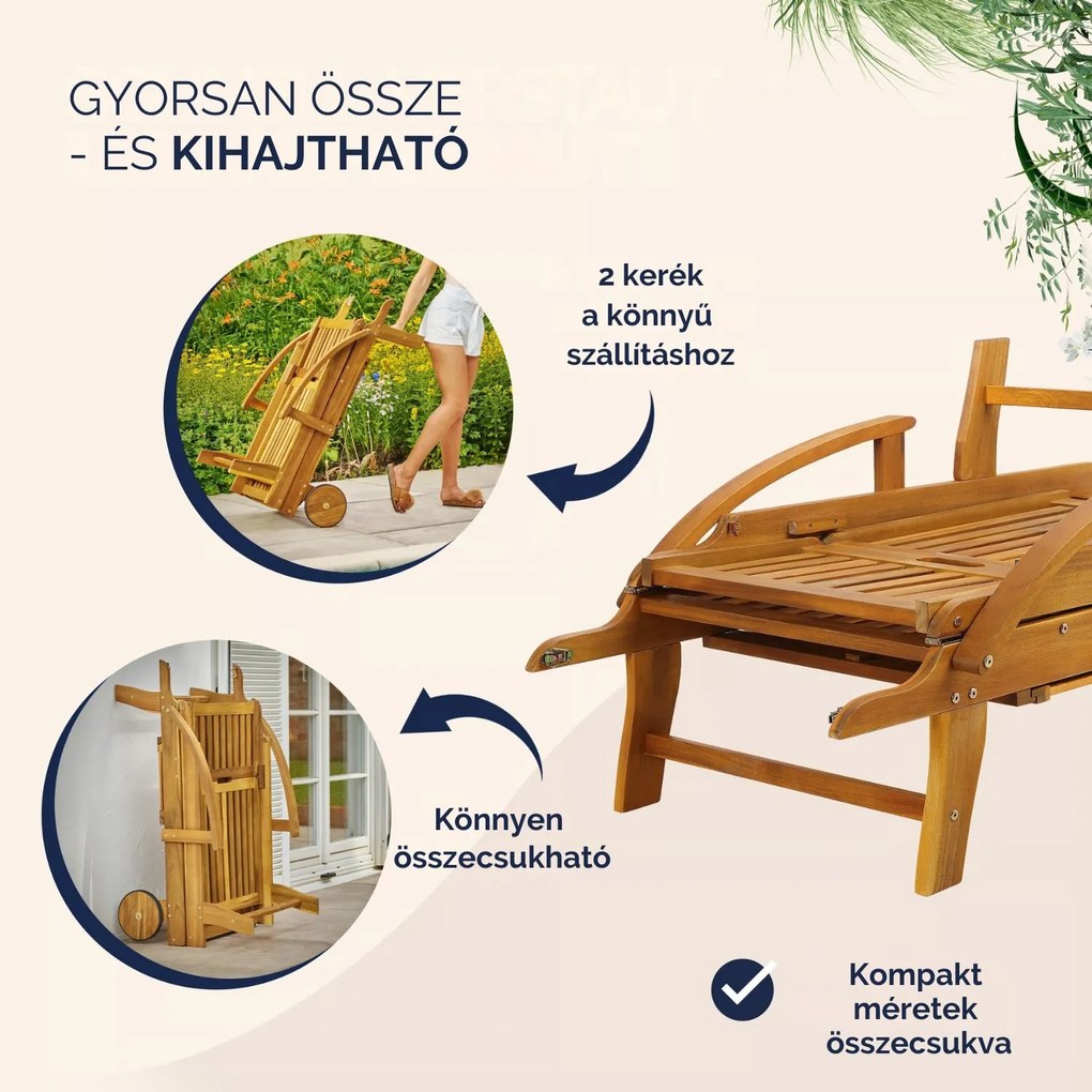 TAMI SUN kerti nyugágy, 195,5x69x85cm, természetes barna Jurhan