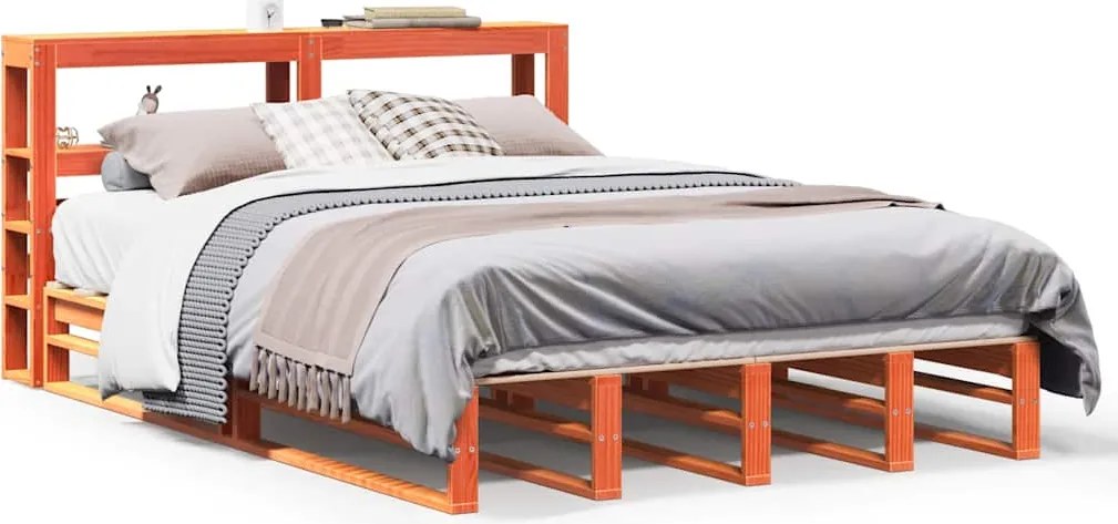 vidaXL viaszbarna tömör fenyőfa ágy matrac nélkül 160 x 200 cm