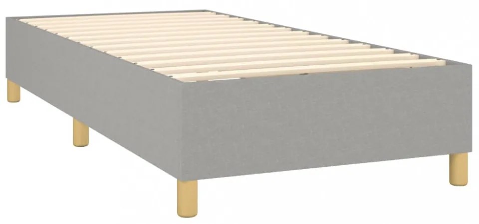 világosszürke szövet rugós és LED-es ágy matraccal 90x200 cm