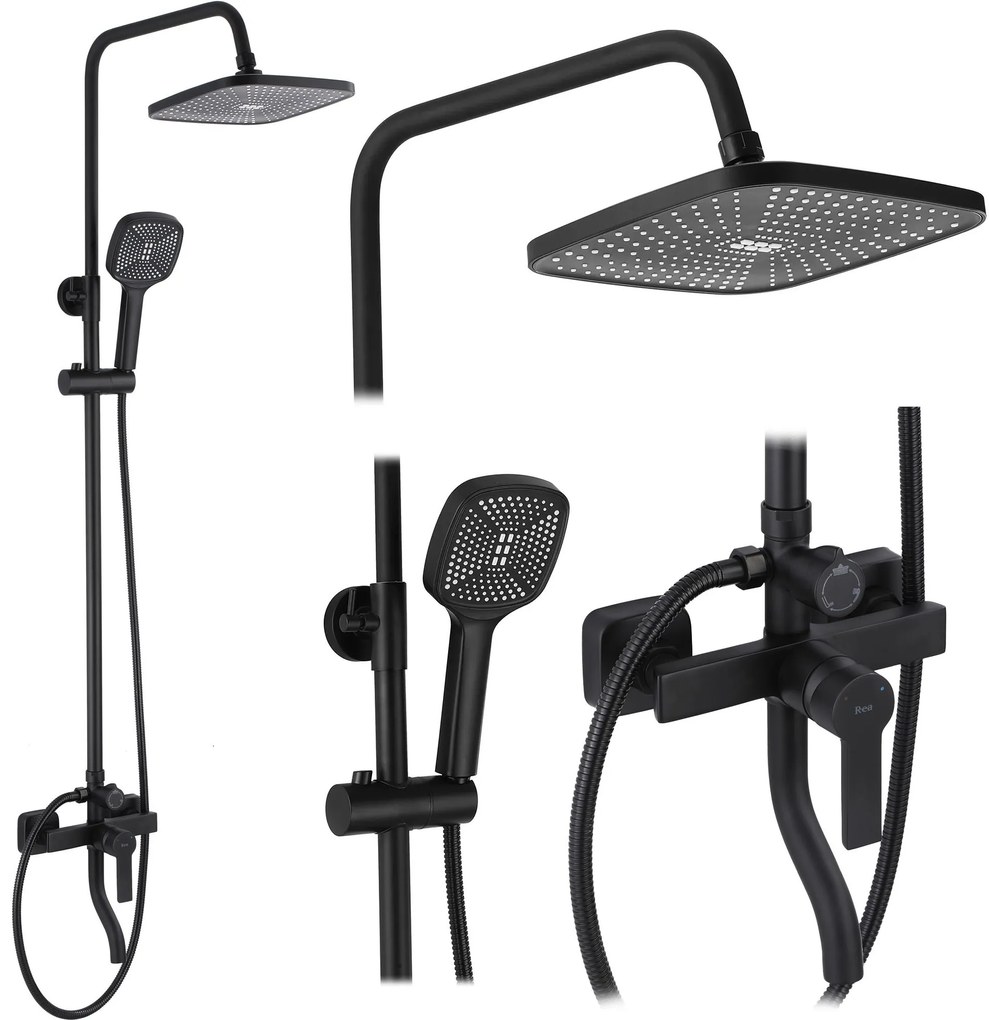 Zuhanyszett REA ARGUS BLACK MATT