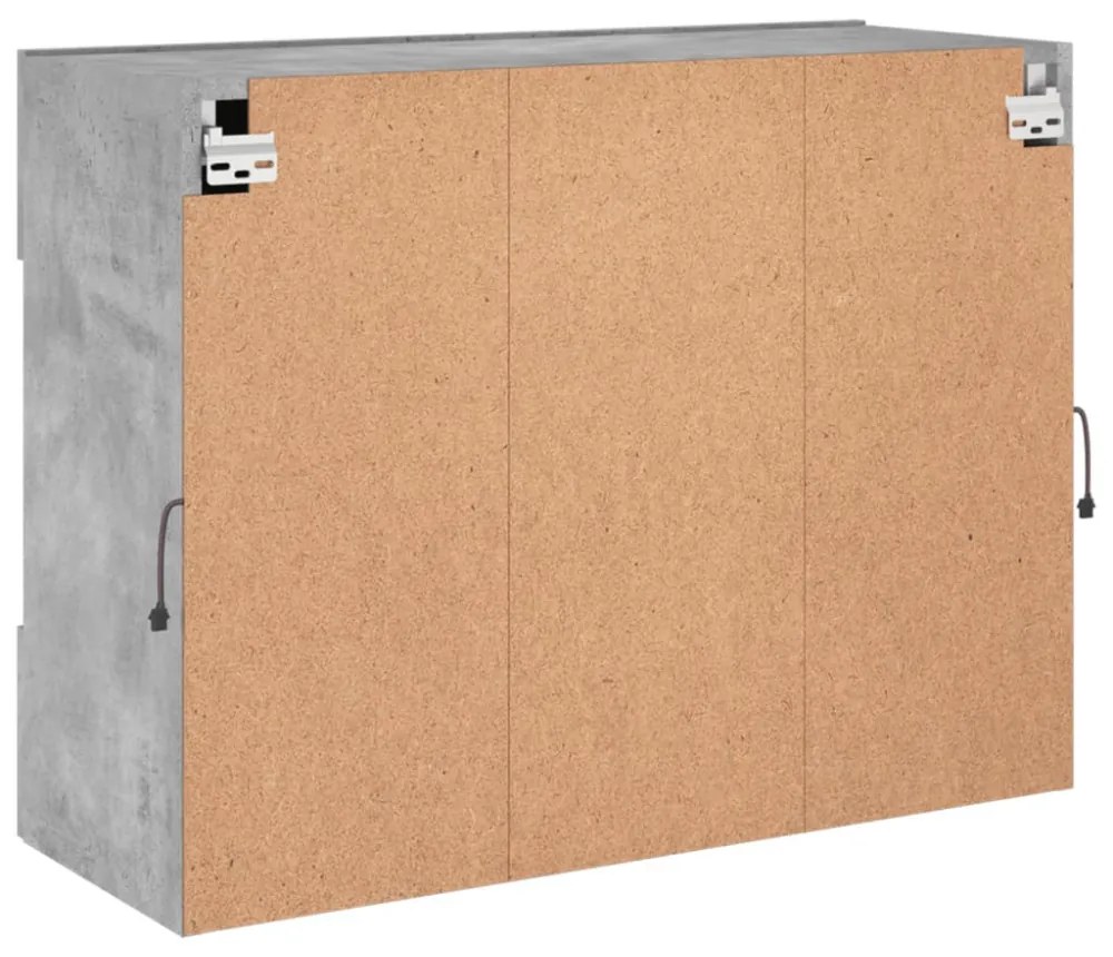 betonszürke falra szerelhető TV-szekrény LED-del 78,5x30x60,5cm