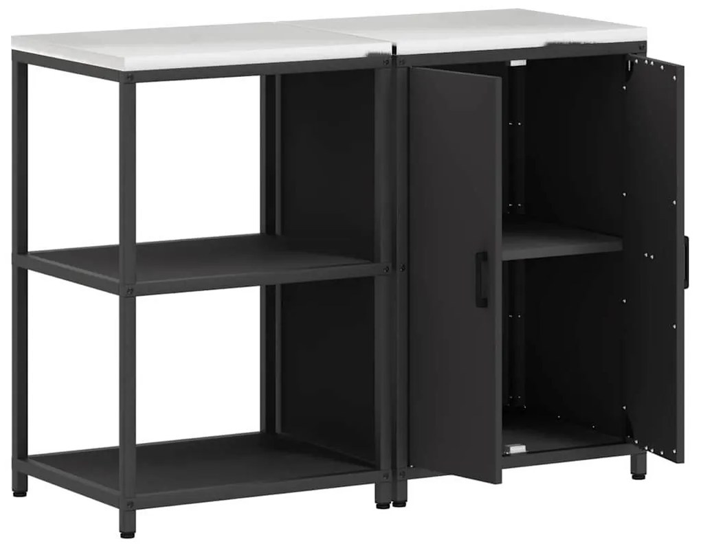 Konyhai Tároló Készlet polcokkal 2 pcs Fekete 120 x 50 x 92 cm