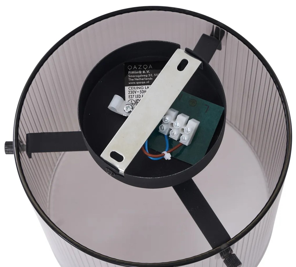 Art Deco mennyezeti lámpa fekete füstüveggel - Laura