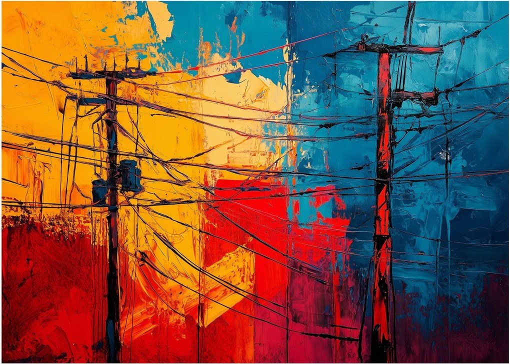 Üveg kép - Absztrakt elektromos vezetékek (70x50 cm)